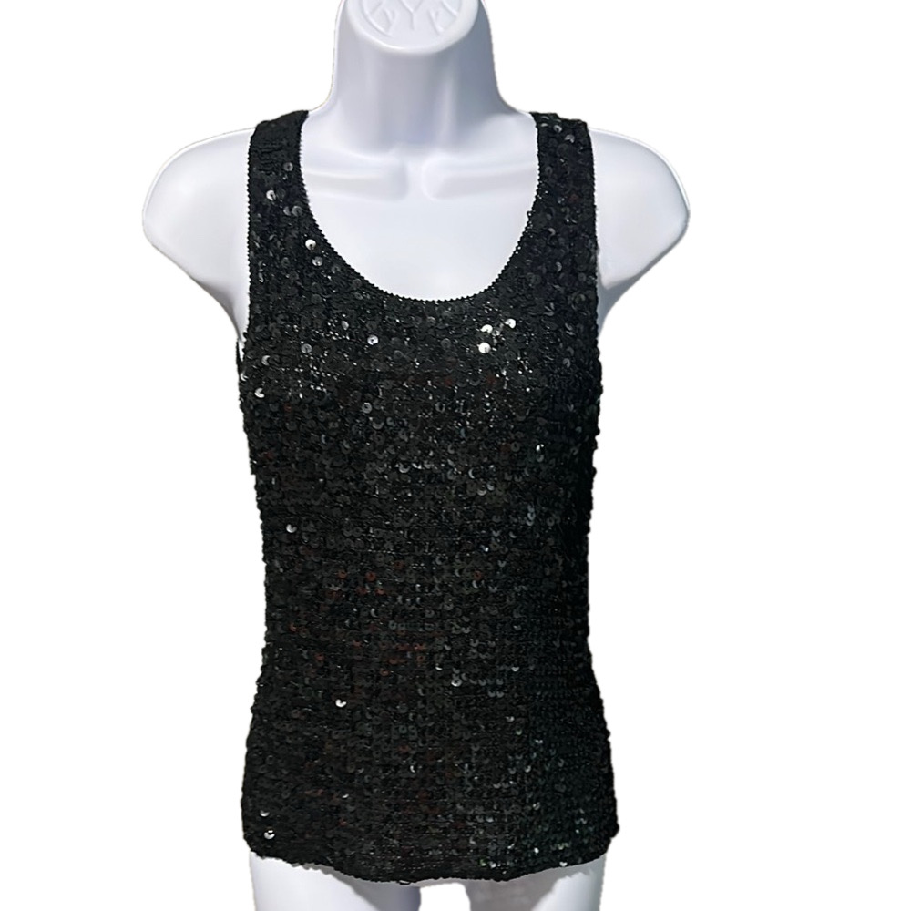 No.087 Black Sleeveless Sequin Tank Top